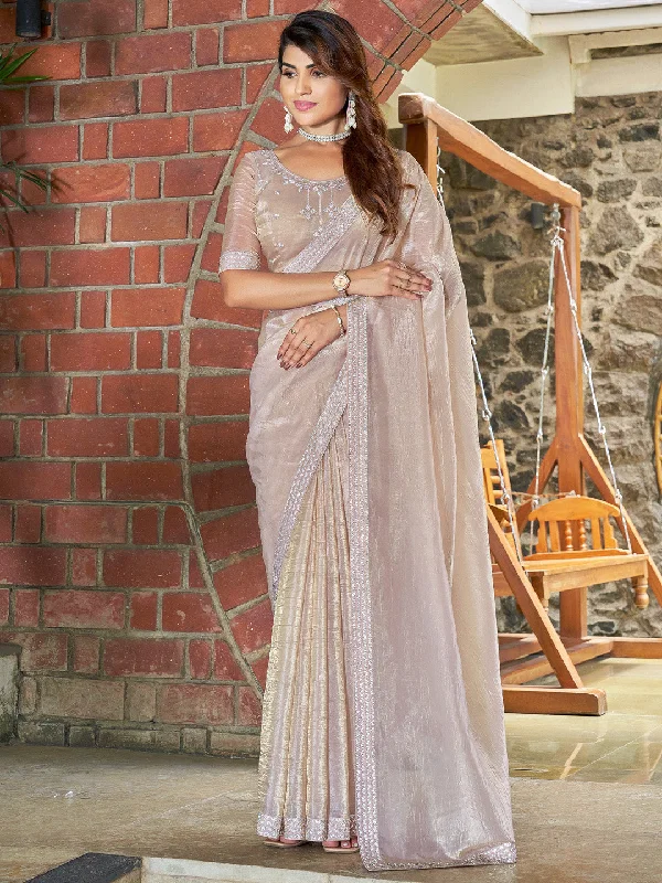 Women's Pure Silk Beige Embellished Designer Saree With Blouse Piece Casual Relaxed Fit Blouse Women's Pure Silk Beige Embellished Designer Saree With Blouse Piece Casual Relaxed Fit Blouse