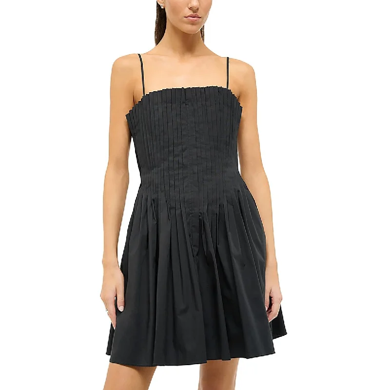 Womens Pleated Tiered Mini Dress Elegant Lace Mini Dress