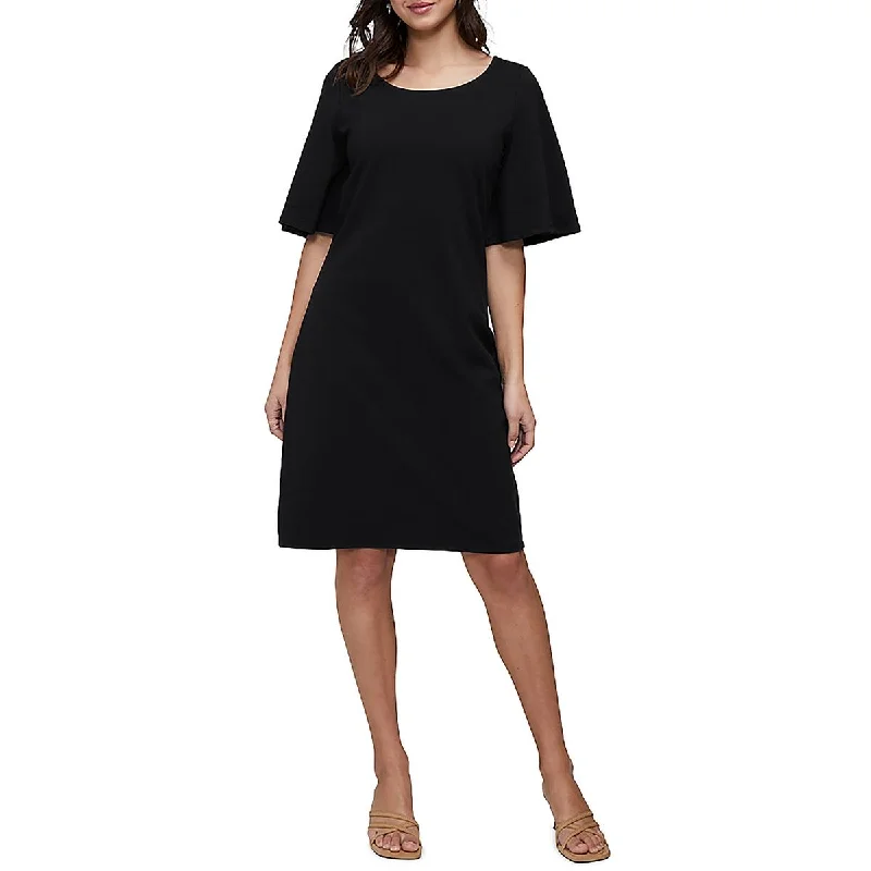Womens Above Knee Boat Neck Mini Dress Stylish Button-Down Mini Dress