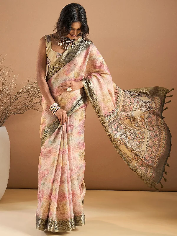 Women's Kanjeevaram Silk Multicolored Printed Designer Saree With Blouse Piece Delicate Pleat Blouse Women's Kanjeevaram Silk Multicolored Printed Designer Saree With Blouse Piece Delicate Pleat Blouse