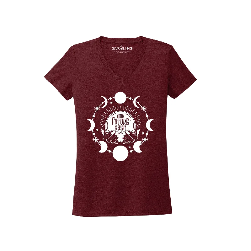Crystal Ball Ladies V-neck T-Shirt Infused with Clear Quartz, Selenite, Lapis Lazuli and Amazontie-- Beaded Sequined Faux Fur Crystal Ball Ladies V-neck T-Shirt Infused with Clear Quartz, Selenite, Lapis Lazuli and Amazontie-- Beaded Sequined Faux Fur