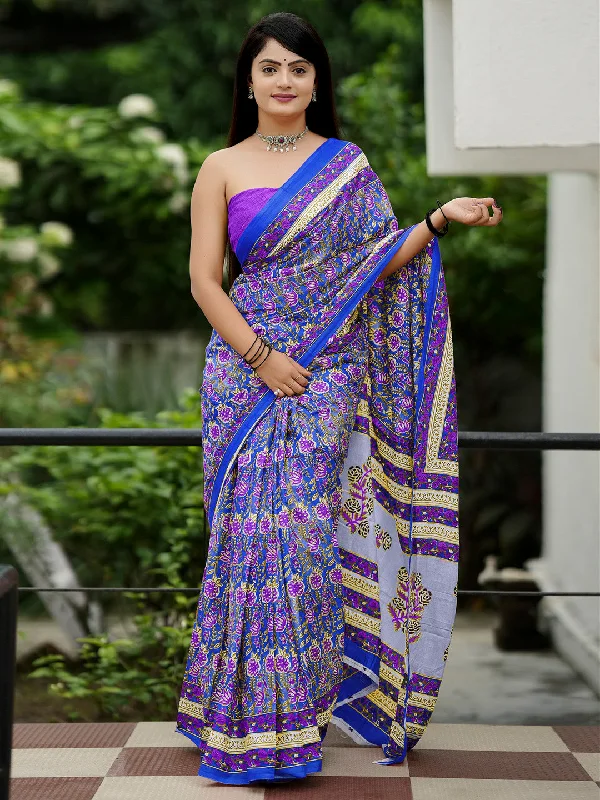 Women's Cotton Violet Printed Designer Saree With Blouse Piece Versatile Layering Blouse Women's Cotton Violet Printed Designer Saree With Blouse Piece Versatile Layering Blouse