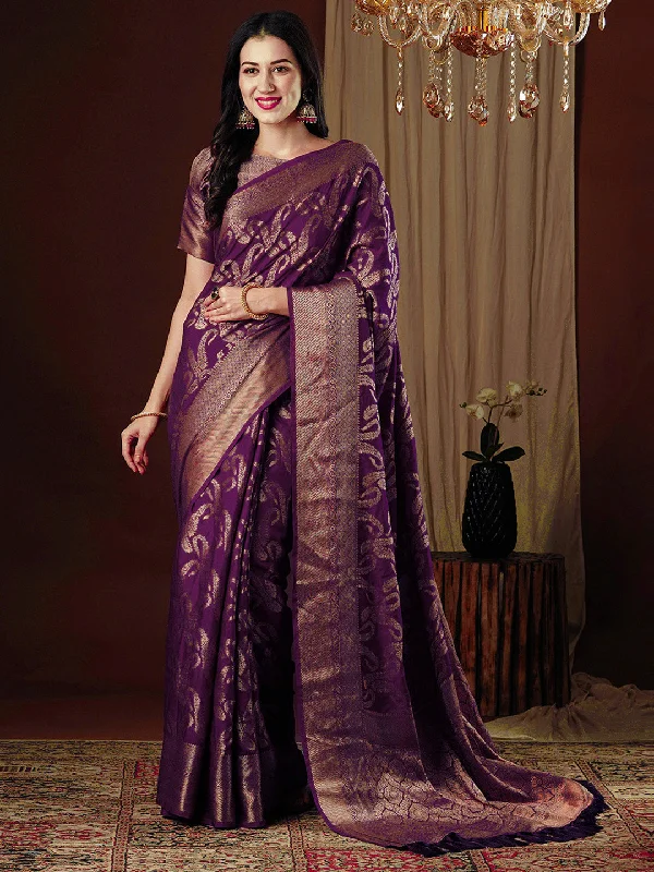 Women's Viscose Silk Magenta Woven Design Designer Saree With Blouse Piece Office-Ready Blouse Women's Viscose Silk Magenta Woven Design Designer Saree With Blouse Piece Office-Ready Blouse