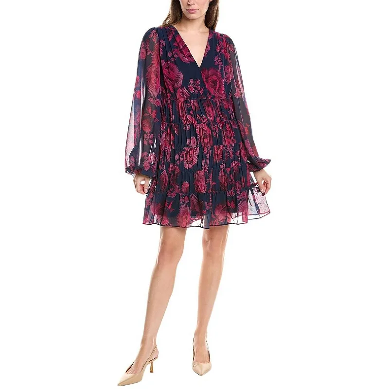 Womens Tiered V-Neck Mini Dress Cozy A-Line Mini Dress
