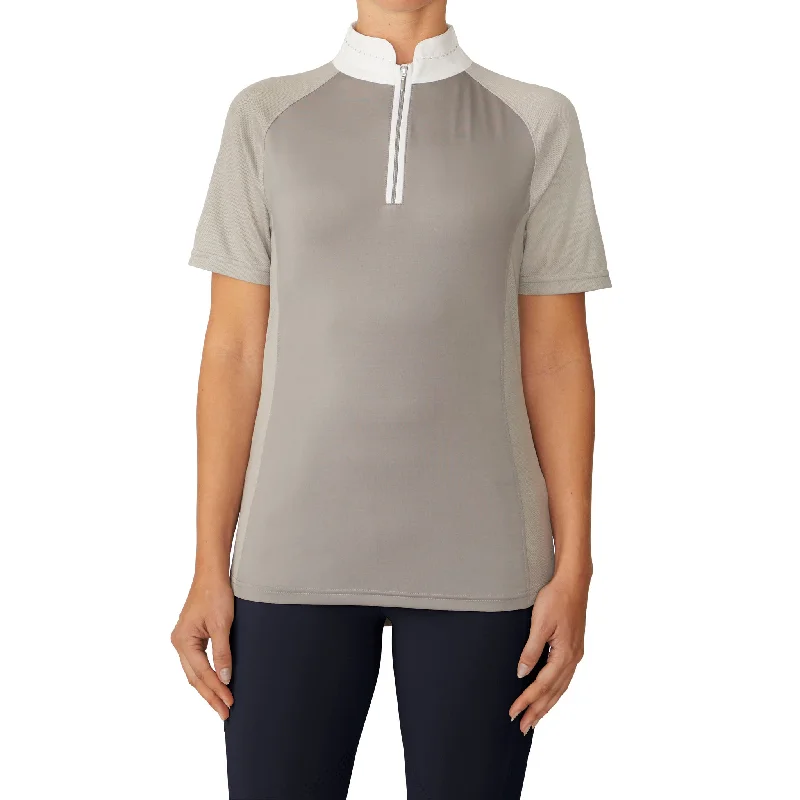 Women's Elegance Sparkle Show Shirt - Grey-- Collared Crew Neck Turtle Neck