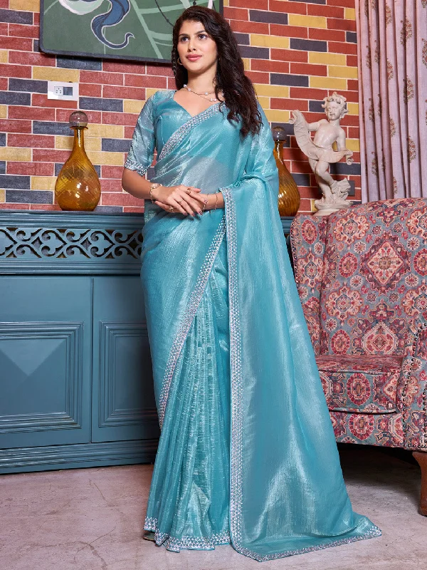 Women's Pure Silk Blue Embellished Designer Saree With Blouse Piece Elegant Silk Blouse Women's Pure Silk Blue Embellished Designer Saree With Blouse Piece Elegant Silk Blouse