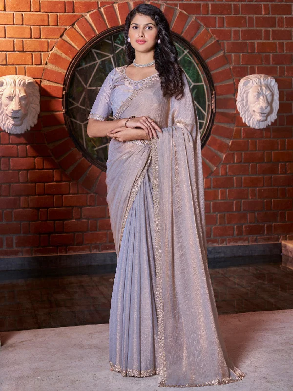 Women's Pure Chiffon Violet Embellished Designer Saree With Blouse Piece Everyday Stylish Blouse Women's Pure Chiffon Violet Embellished Designer Saree With Blouse Piece Everyday Stylish Blouse
