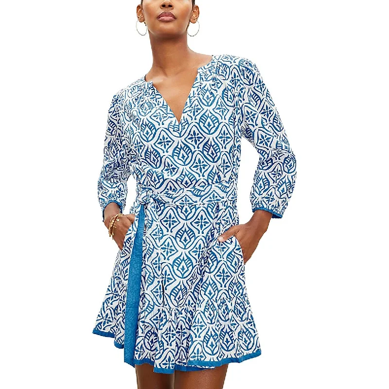 Womens Printed Boho Mini Dress Elegant Tulle Mini Dress
