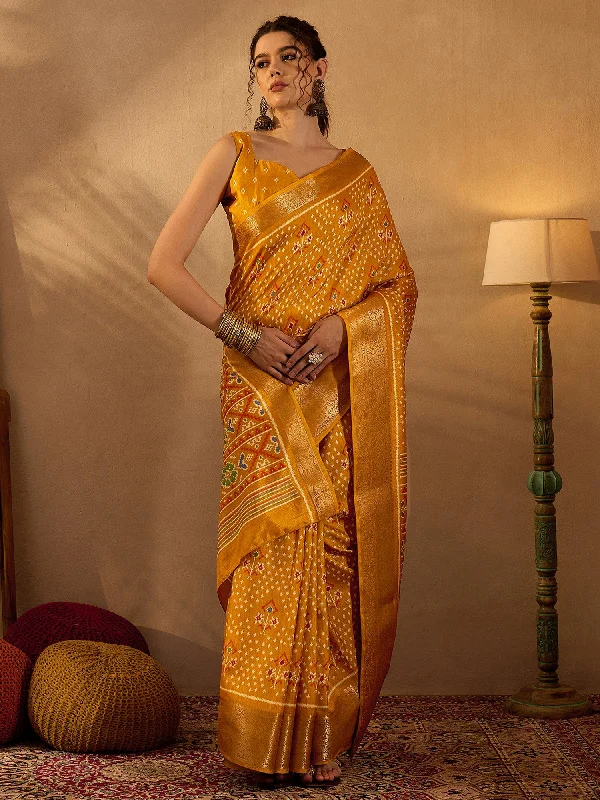 Women's Silk Blend Mustard Printed Designer Saree With Blouse Piece Oversized Silk Blouse Women's Silk Blend Mustard Printed Designer Saree With Blouse Piece Oversized Silk Blouse