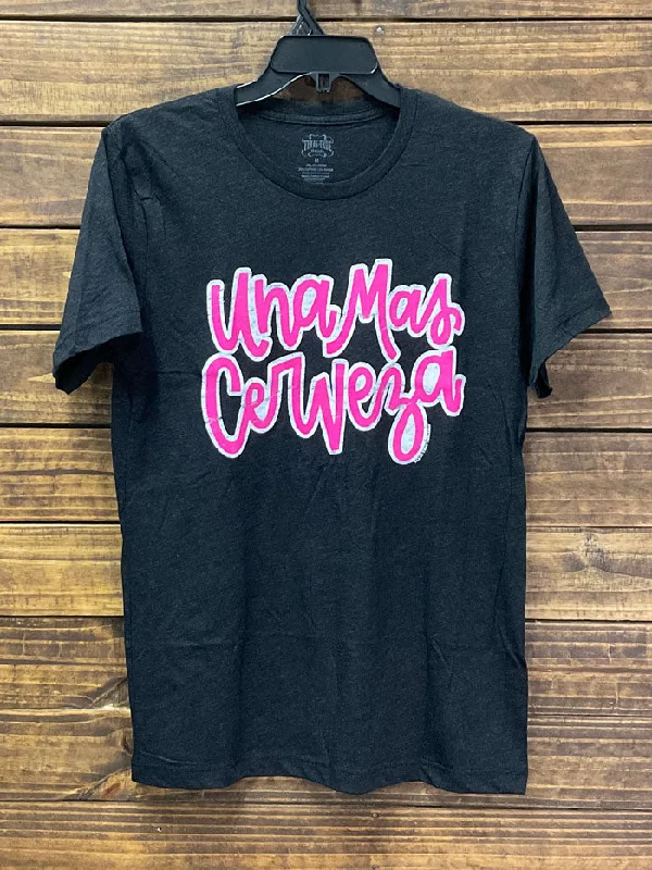 Texas True 3413 Una Mas Cerveza T-Shirt Charcoal Black-- Graphic T-Shirt Round Neck Polyester Texas True 3413 Una Mas Cerveza T-Shirt Charcoal Black-- Graphic T-Shirt Round Neck Polyester
