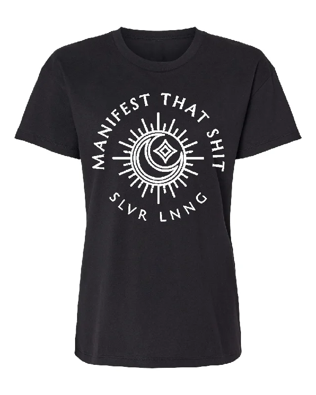 Manifest that Shit Womens Relaxed Fit T-shirt - infused with Clear Quartz, Carnelian, Topaz, Citrine & Apitate-- Cozy Warm Stylish Manifest that Shit Womens Relaxed Fit T-shirt - infused with Clear Quartz, Carnelian, Topaz, Citrine & Apitate-- Cozy Warm Stylish