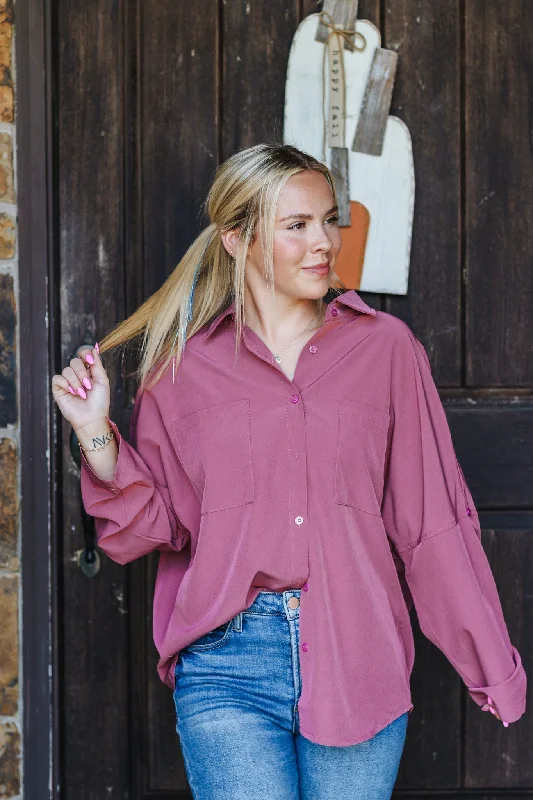 Coffee Talk Mauve Blouse Lightweight Floral Blouse