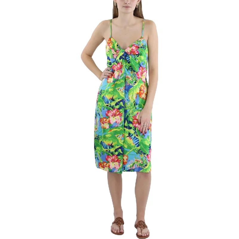 Womens Floral V-Neck Mini Dress Cozy T-Shirt Mini Dress