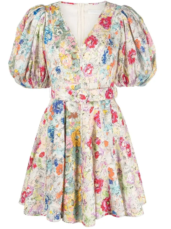 Zimmermann Clover Panelled Mini Dress Spliced Multi Floral Fashionable Lace Mini Dress