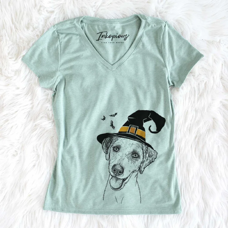 Witch Palm Palm the Aussiedoodle - Women's V-neck Shirt-- Anti-Shrink Durable Soft