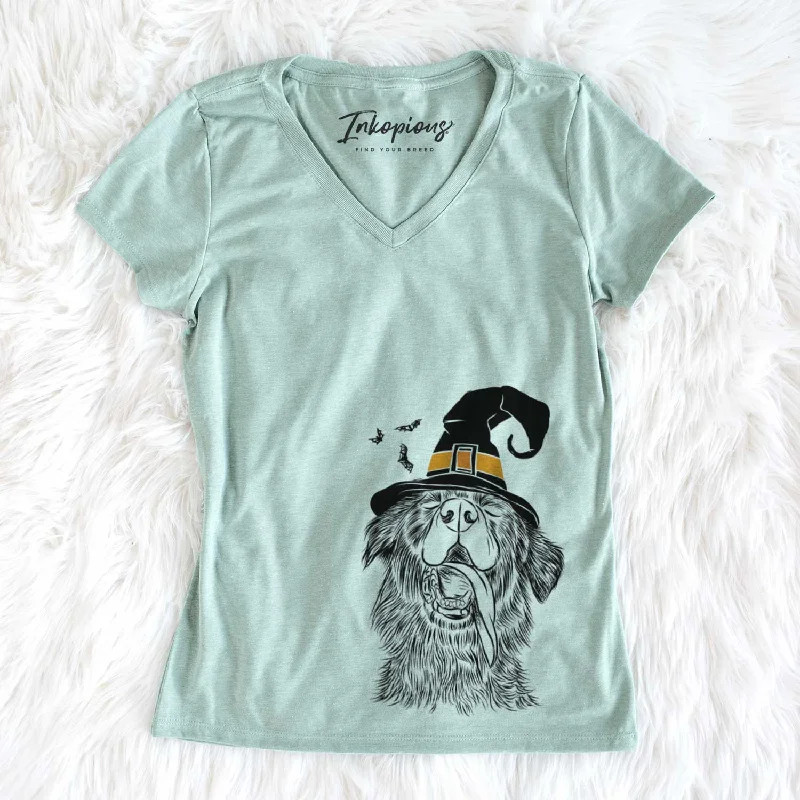 Witch Quint the Mixed Breed - Women's V-neck Shirt-- Lace Blend Ribbed Blend Corduroy Blend Witch Quint the Mixed Breed - Women's V-neck Shirt-- Lace Blend Ribbed Blend Corduroy Blend