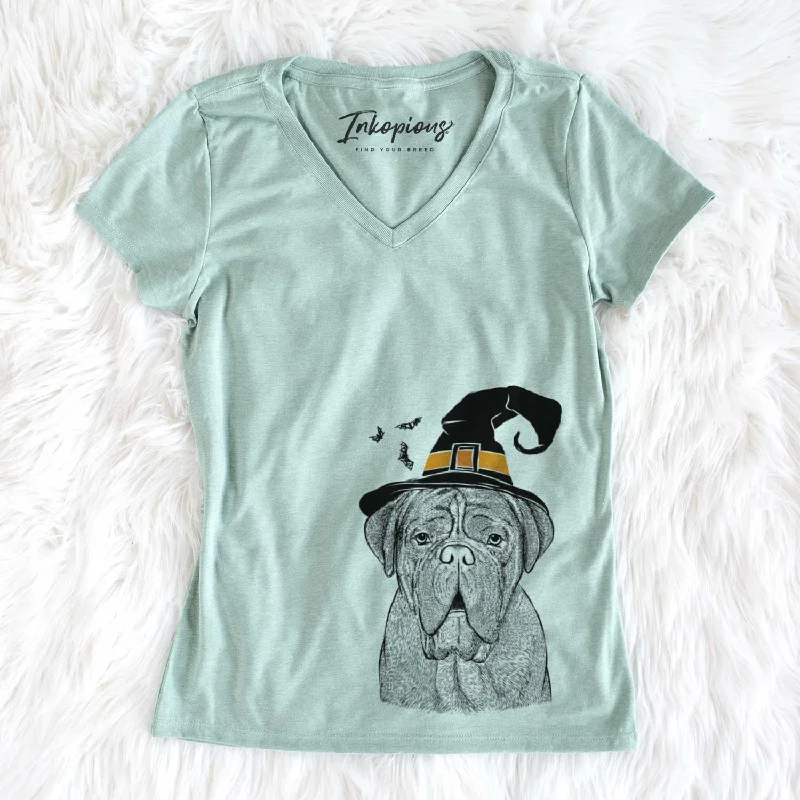 Witch Optimus the Dogue de Bordeaux - Women's V-neck Shirt-- Collared Crew Neck Turtle Neck Witch Optimus the Dogue de Bordeaux - Women's V-neck Shirt-- Collared Crew Neck Turtle Neck