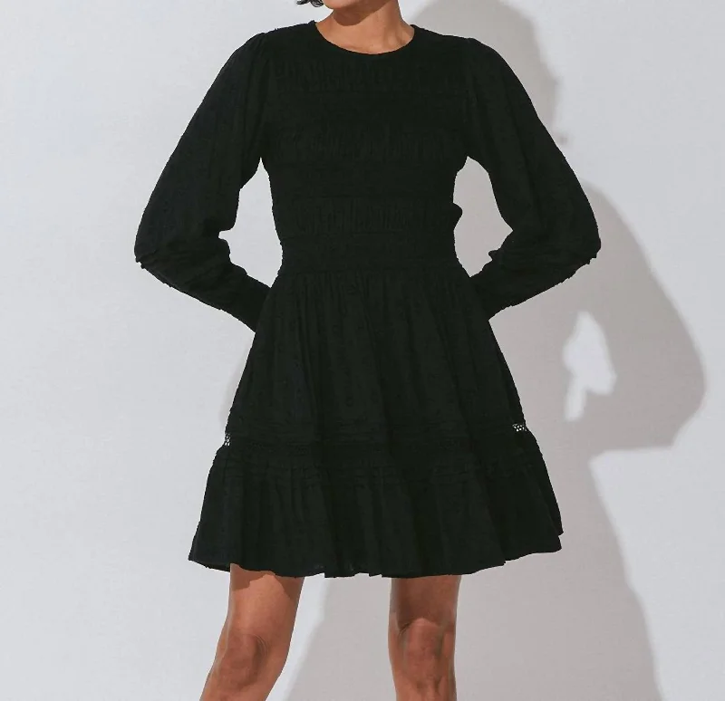 Daniella Mini Dress In Black Comfortable Polka Dot Mini Dress