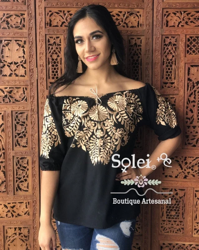 Andrea Golden Blouse Drape Neck Blouse
