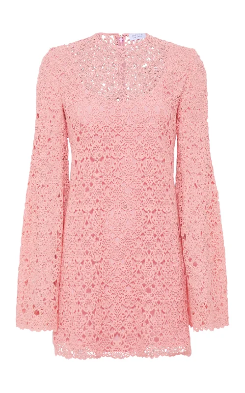 Archie Mini Dress with Lining in Rosa Cashmere Lace Comfortable Wrap Mini Dress