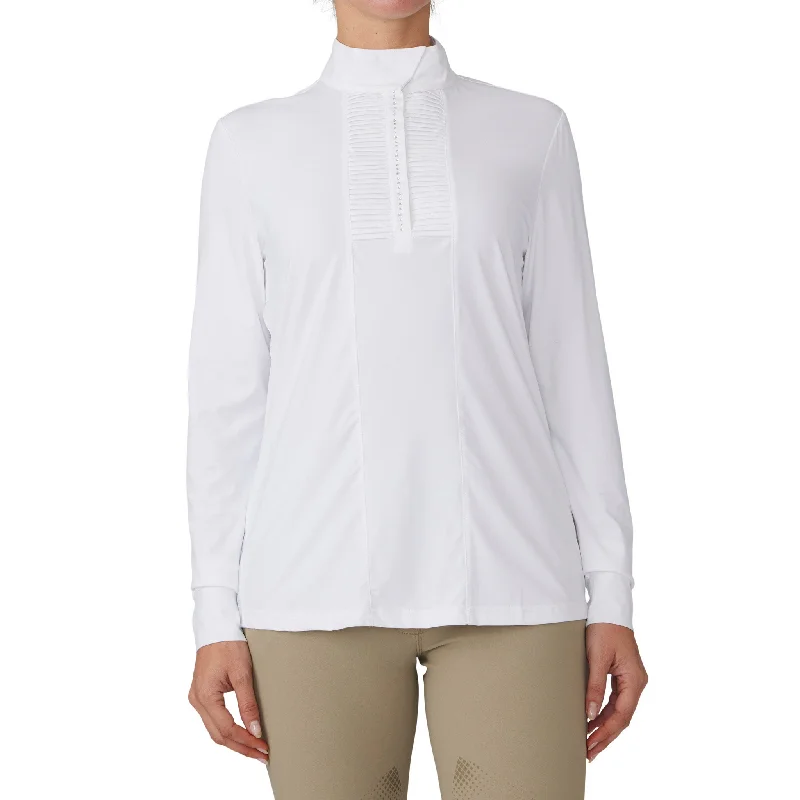 Women's Long Sleeve Elegance Grace Show Shirt - White-- Front Pockets Side Pockets Patch Pockets Women's Long Sleeve Elegance Grace Show Shirt - White-- Front Pockets Side Pockets Patch Pockets