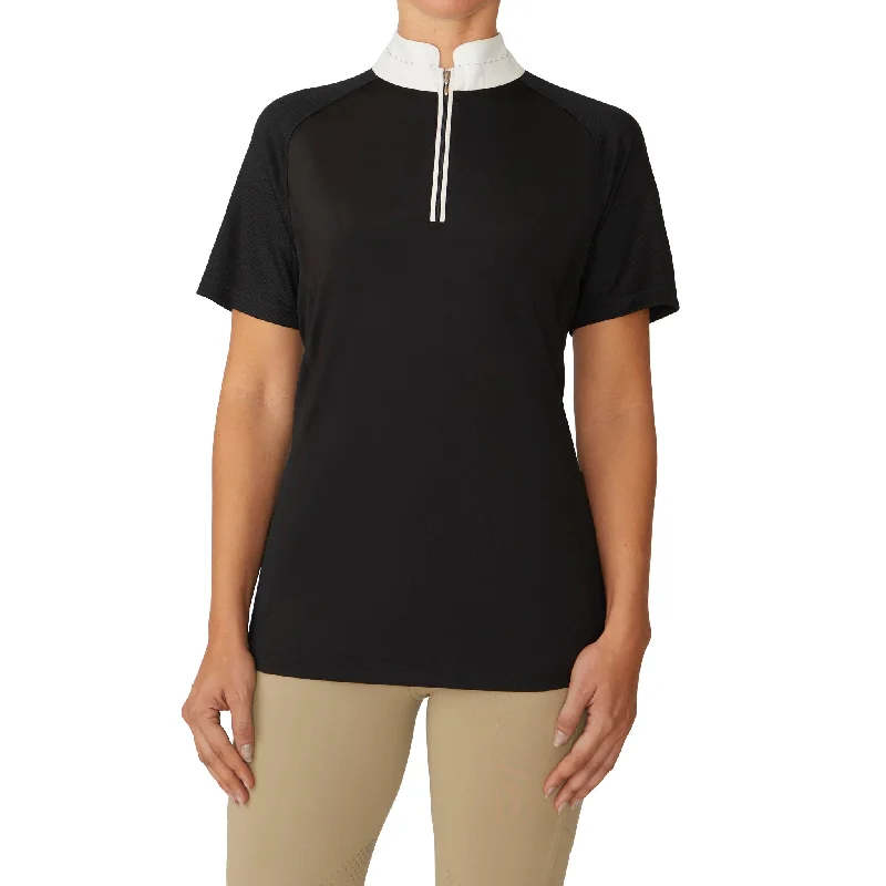 Women's Elegance Sparkle Show Shirt - Black-- Chenille Brocade Lace