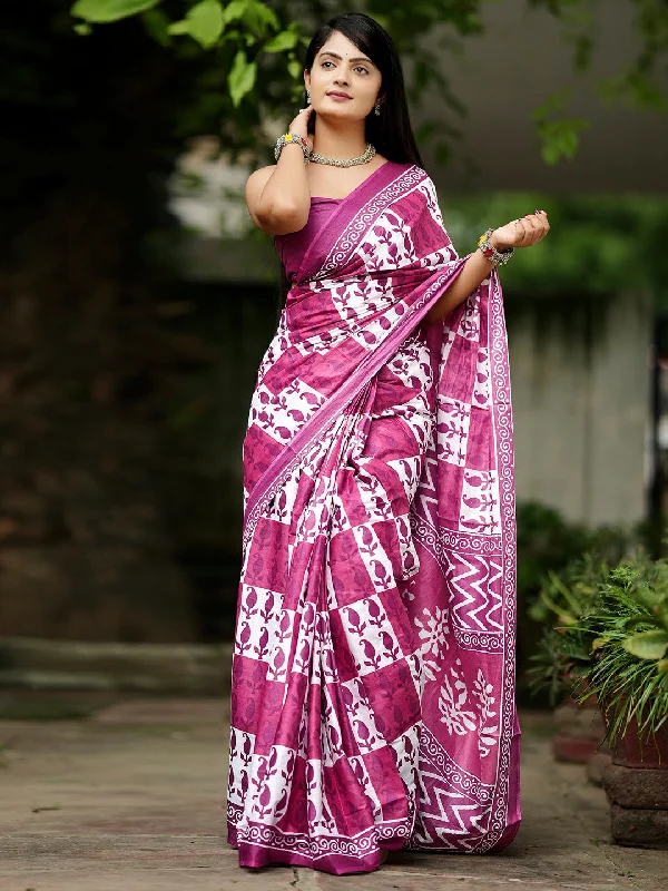 Women's Cotton Pink Printed Designer Saree With Blouse Piece Modern Oversized Blouse Women's Cotton Pink Printed Designer Saree With Blouse Piece Modern Oversized Blouse