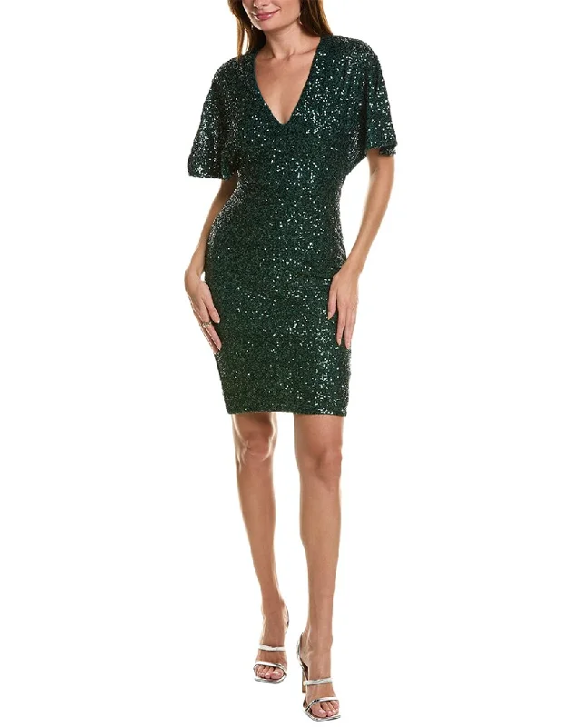 Taylor Sequin Mesh Embellished Mini Dress Classic Shift Mini Dress