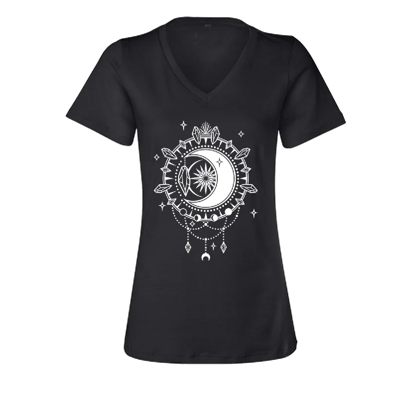 Crescent Moon VNeck T-Shirt Infused with Infused Moonstone, Tourmaline & Labradorite-- Cotton Fabric Linen Fabric Terry Fabric Crescent Moon VNeck T-Shirt Infused with Infused Moonstone, Tourmaline & Labradorite-- Cotton Fabric Linen Fabric Terry Fabric