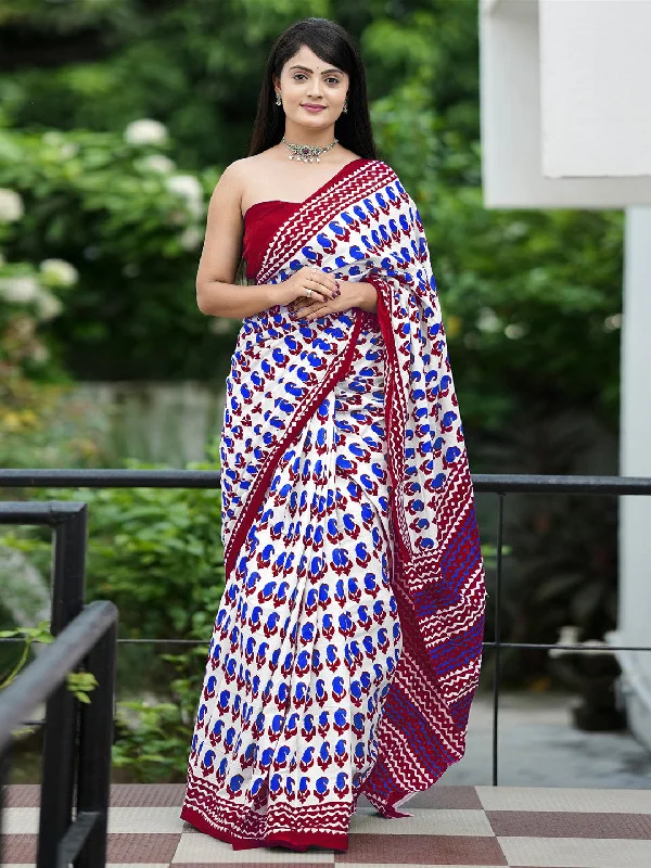 Women's Cotton Maroon Printed Designer Saree With Blouse Piece Elegant Semi-Sheer Blouse Women's Cotton Maroon Printed Designer Saree With Blouse Piece Elegant Semi-Sheer Blouse