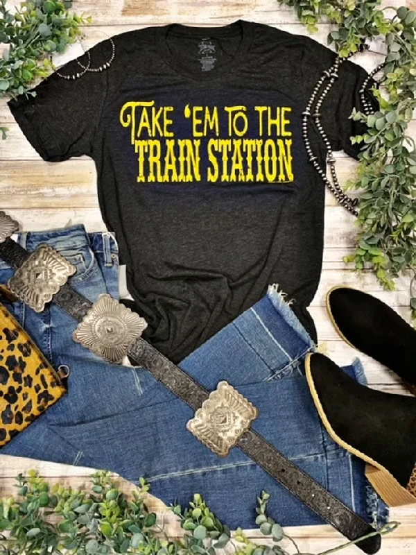 Texas True 3413 Yellowstone Take Em To The Train Station T-Shirt Charcoal Black-- Anti-Pilling Machine Wash Handmade Texas True 3413 Yellowstone Take Em To The Train Station T-Shirt Charcoal Black-- Anti-Pilling Machine Wash Handmade