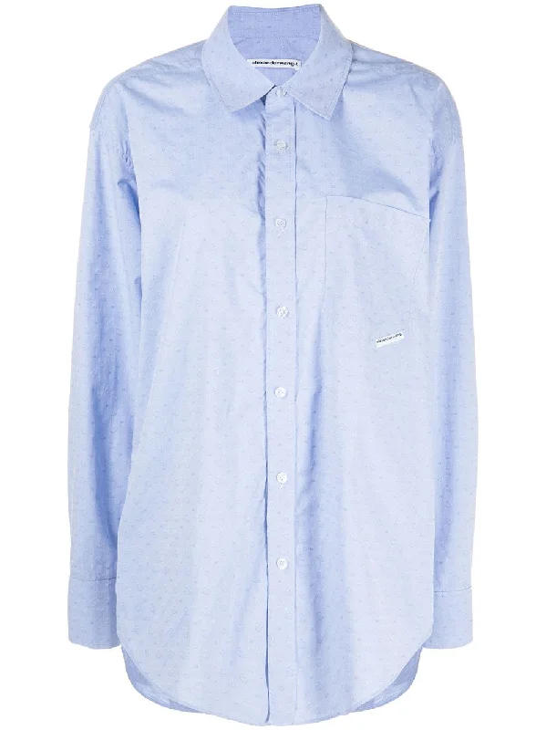 BOYFRIEND SHIRT CHA/BLU-- Silk Blend Satin Velvet