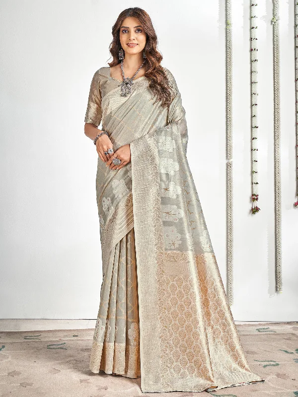 Women's Cotton Grey Woven Design Designer Saree With Blouse Piece Casual Stripe Blouse Women's Cotton Grey Woven Design Designer Saree With Blouse Piece Casual Stripe Blouse