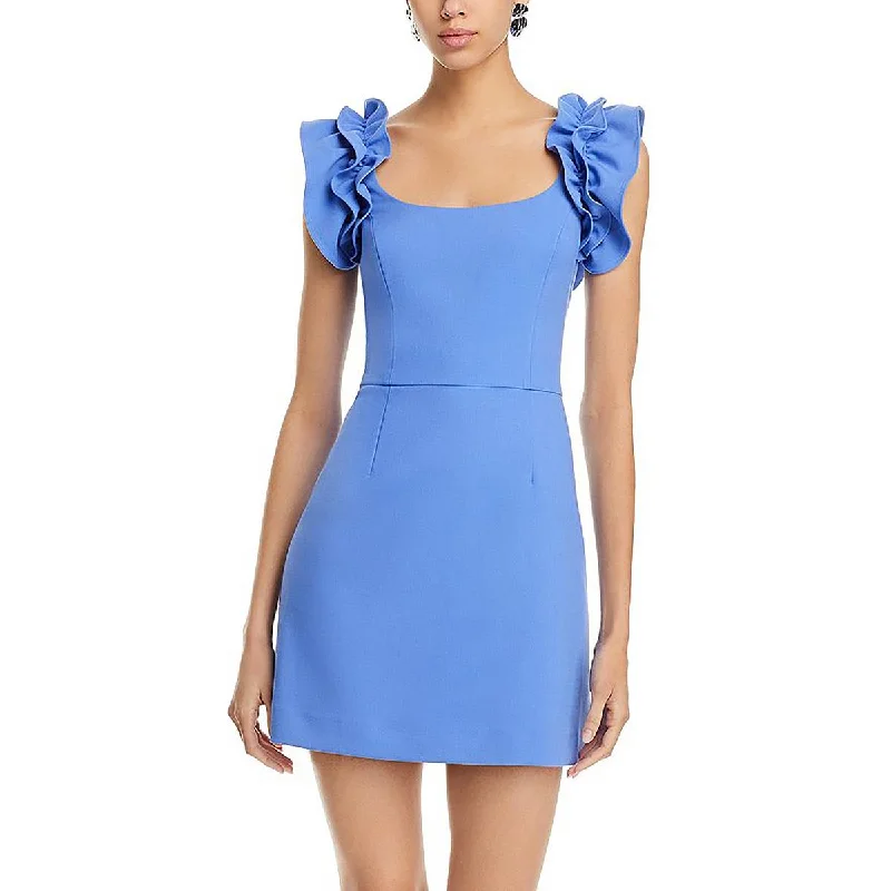 Womens Ruffled Short Mini Dress Chic Halter Mini Dress