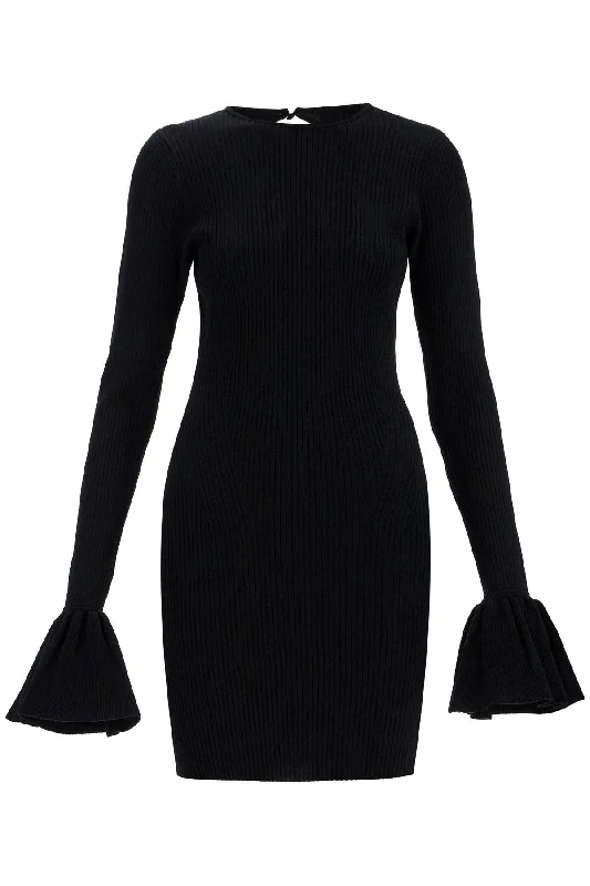 black viscose mini dress with cutout on the back and ribbed knit 113621100 BLACK Fashionable Party Mini Dress black viscose mini dress with cutout on the back and ribbed knit 113621100 BLACK Fashionable Party Mini Dress
