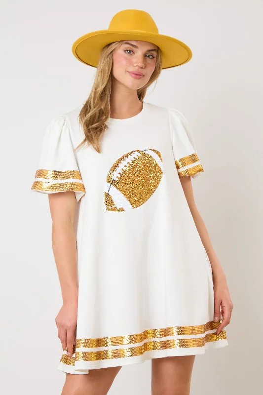 PE Sequin Trim Football Mini Dress Cozy Jersey Mini Dress
