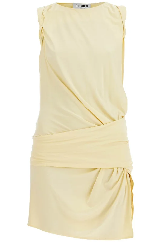 dusty yellow sleeveless mini dress for casual and evening 250WCA00396JJJ053AA DUSTY YELLOW Elegant Mini Dress with Ruffles dusty yellow sleeveless mini dress for casual and evening 250WCA00396JJJ053AA DUSTY YELLOW Elegant Mini Dress with Ruffles