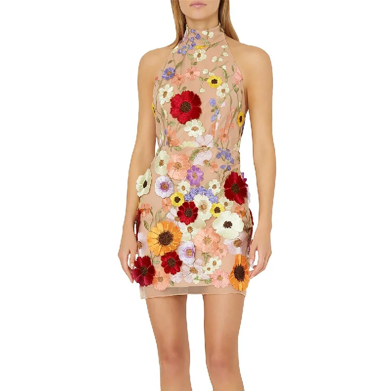 Womens Embroidered Mini Mini Dress Comfortable Casual Mini Dress