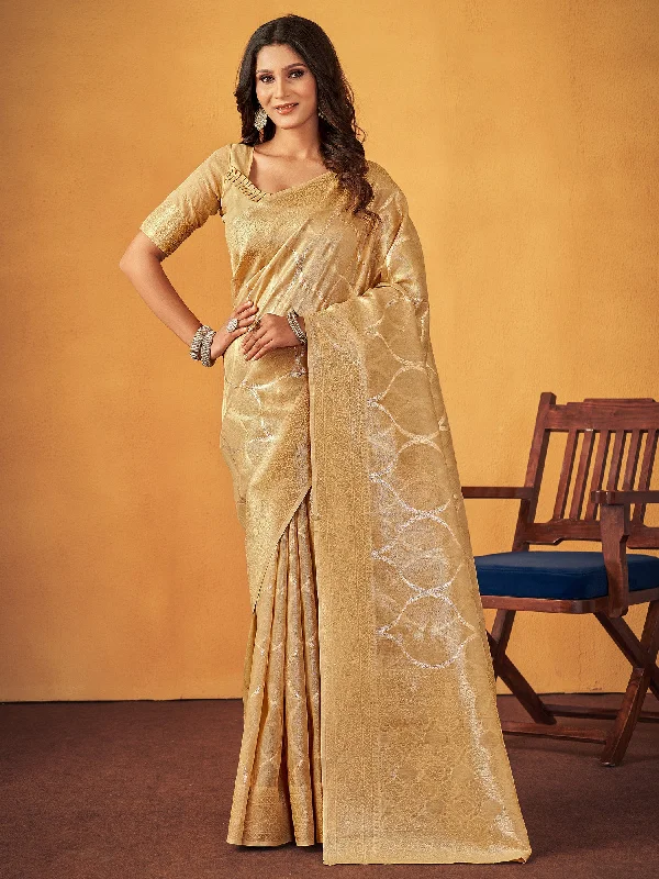 Women's Cotton Cream Woven Design Designer Saree With Blouse Piece Classic Minimalist Blouse Women's Cotton Cream Woven Design Designer Saree With Blouse Piece Classic Minimalist Blouse