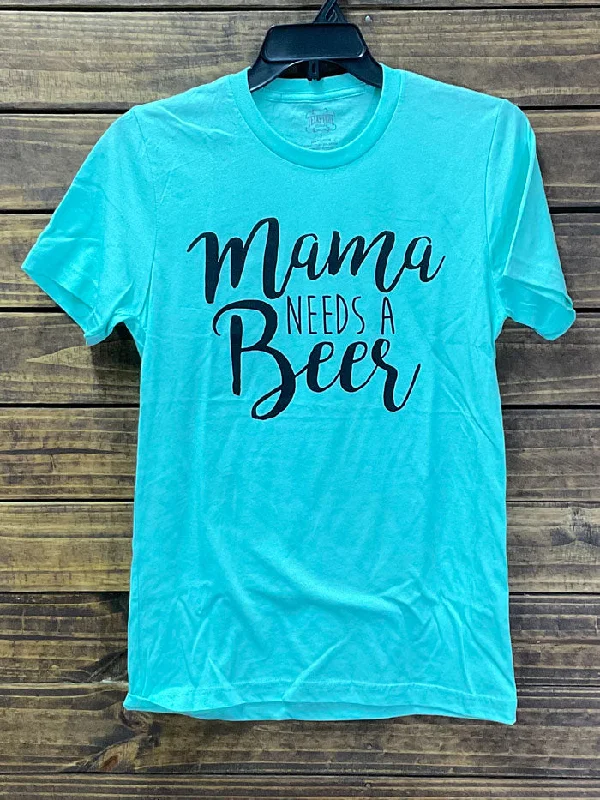Texas True 3001 Mama Needs a Beer T-Shirt Mint -- Basic T-Shirt Crew Neck Short Sleeve Texas True 3001 Mama Needs a Beer T-Shirt Mint -- Basic T-Shirt Crew Neck Short Sleeve