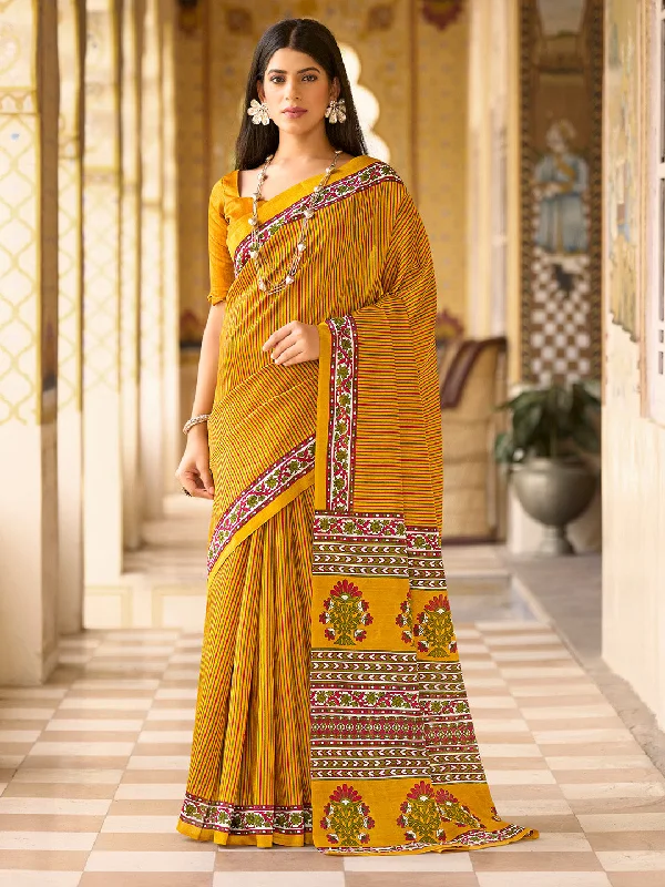 Women's Bhagalpuri Silk Mustard Printed Designer Saree With Blouse Piece Floral Print Blouse Women's Bhagalpuri Silk Mustard Printed Designer Saree With Blouse Piece Floral Print Blouse