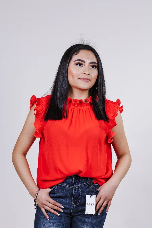 Excellent Taste Red Blouse Elegant Office Blouse