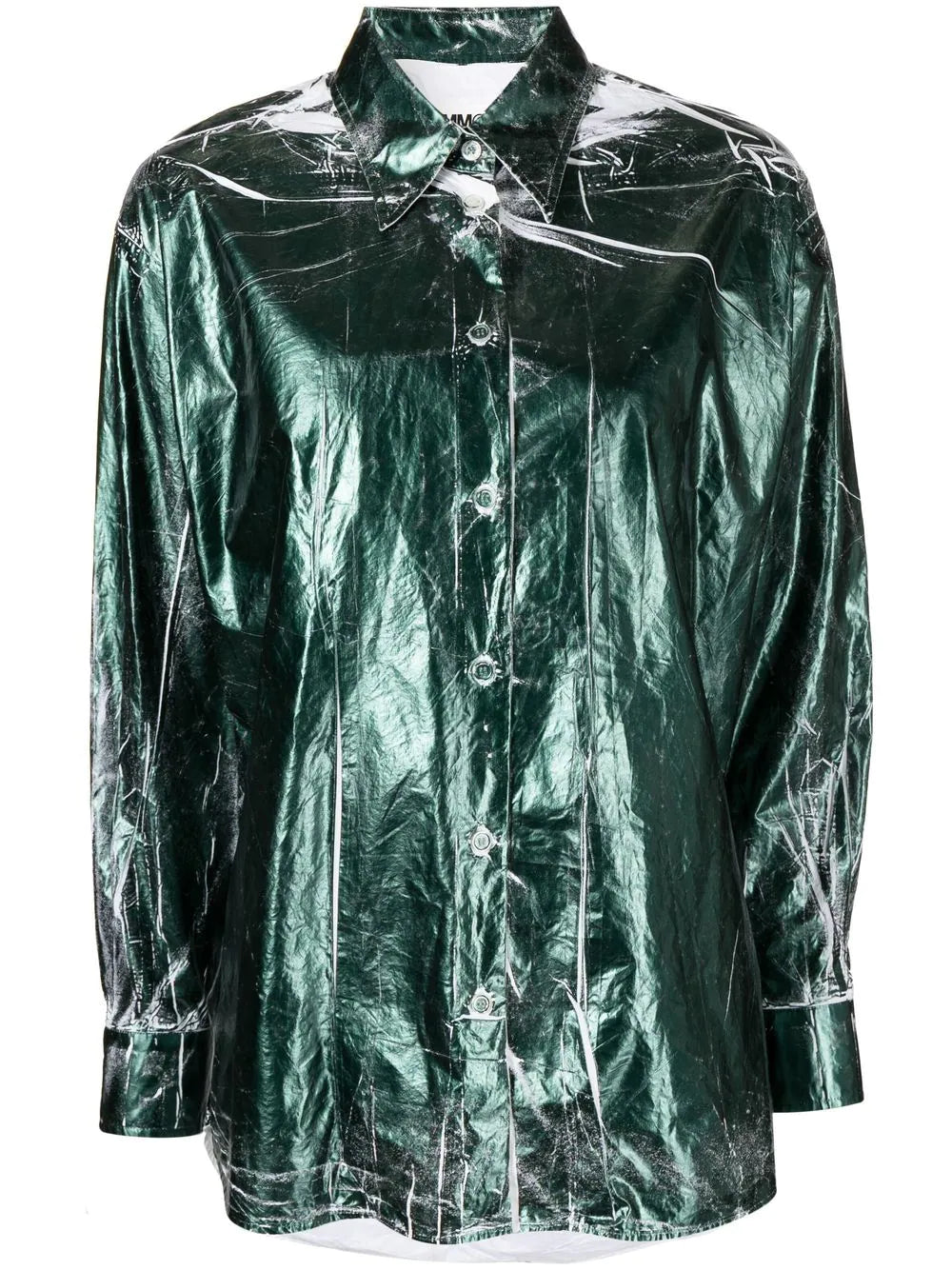 MM6 MARBEL PRINT METALLIC-FINISH SHIRT-- Solid Color Striped Floral