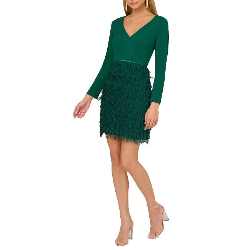 Womens Crepe Chiffon Mini Dress Stylish Sweetheart Neck Mini Dress