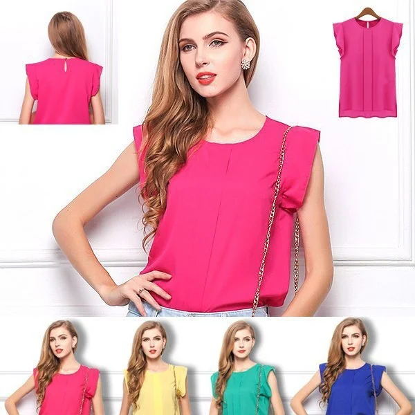 New Fashion Summer Casual Women Crew Neck Solid t-shirt Vintage Chiffon T Shirt-- Hooded Caped Shawl Collar New Fashion Summer Casual Women Crew Neck Solid t-shirt Vintage Chiffon T Shirt-- Hooded Caped Shawl Collar