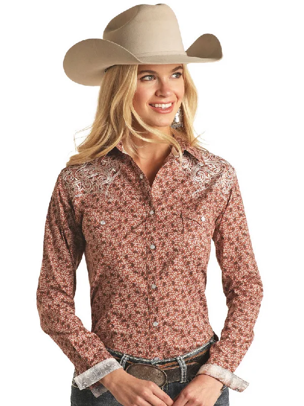 Panhandle R4S2523 Ladies Small Paisley with Boot Stitch Snap Shirt Copper-- Hooded Caped Shawl Collar Panhandle R4S2523 Ladies Small Paisley with Boot Stitch Snap Shirt Copper-- Hooded Caped Shawl Collar