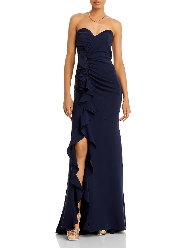 Hyde Womens Ruched Cascade Ruffle Evening Dress Tunics Prom sequined