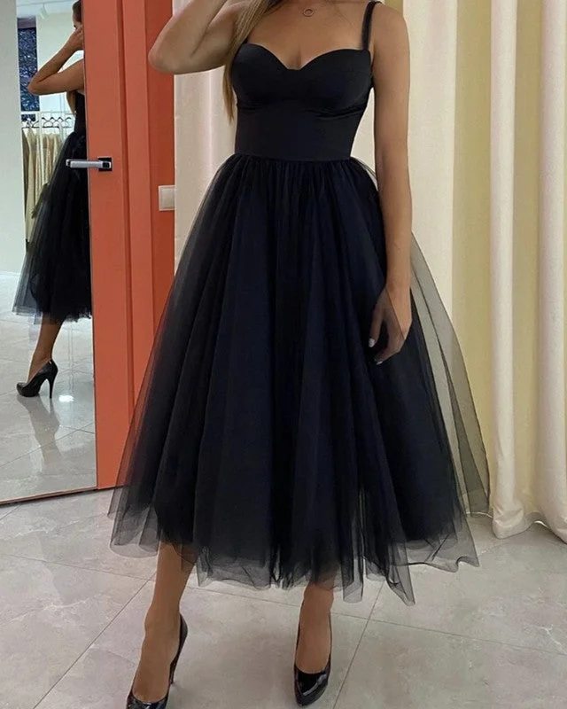 Sweetheart Corset Tea Length Party Dresses For Wedding Guest Tunics Long Elegant