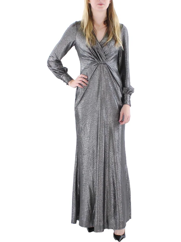 Womens Metallic Surplice Evening Dress Tunics New arrival