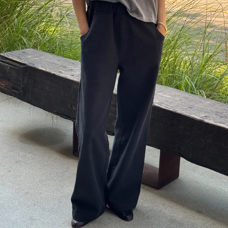 Women's Cotton Bon Pants - Black Canvas Casual Lounge Pants